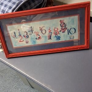 Colorful Number Print with Red Frame